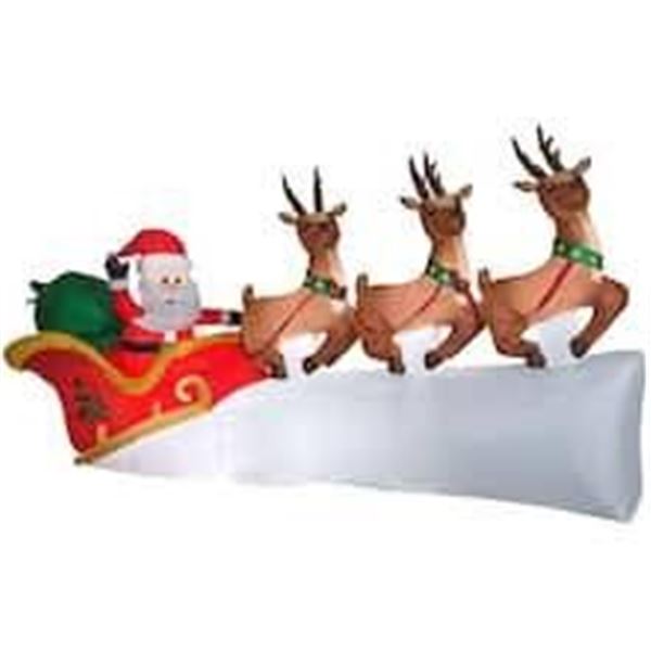 Lawanar Inflatable Santa Sleigh And Reindeer Display