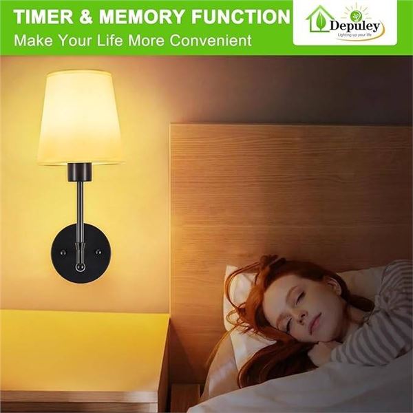 Depuley Wall Lamp WS-FNW30-60-BK Living Room Hallway Battery Operated
