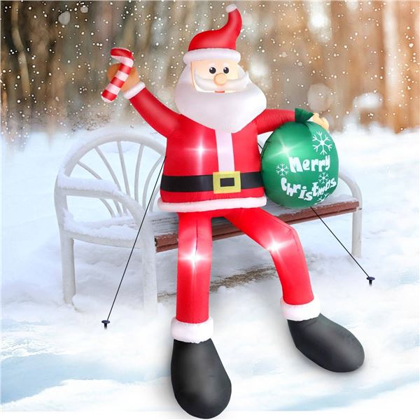 Elglim 8-Foot Sitting Santa with Gift Bag Decoration, Model X004QZZC1X