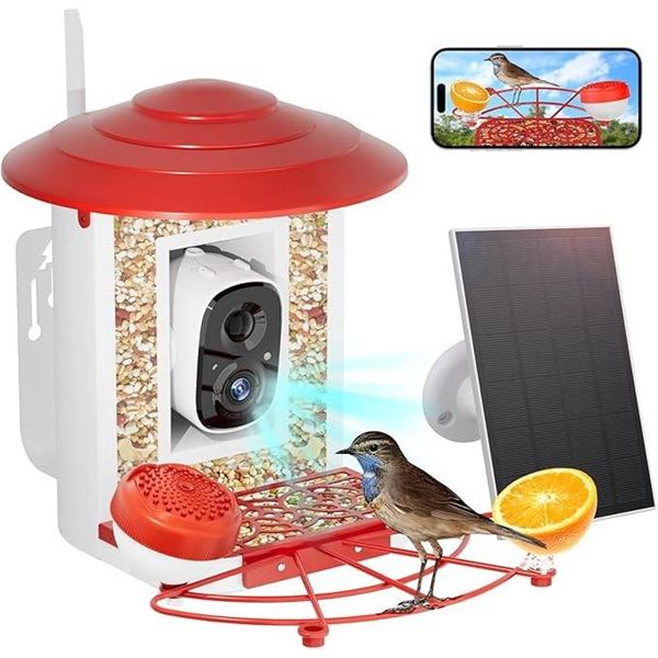 Camii Bird Feeder with Camera, AI Bird Species Identifier, 2K HD, Solar Powered