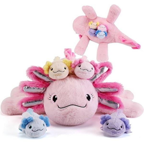 Snuggly Axolotl Plush Set – Mommy with 4 Babies