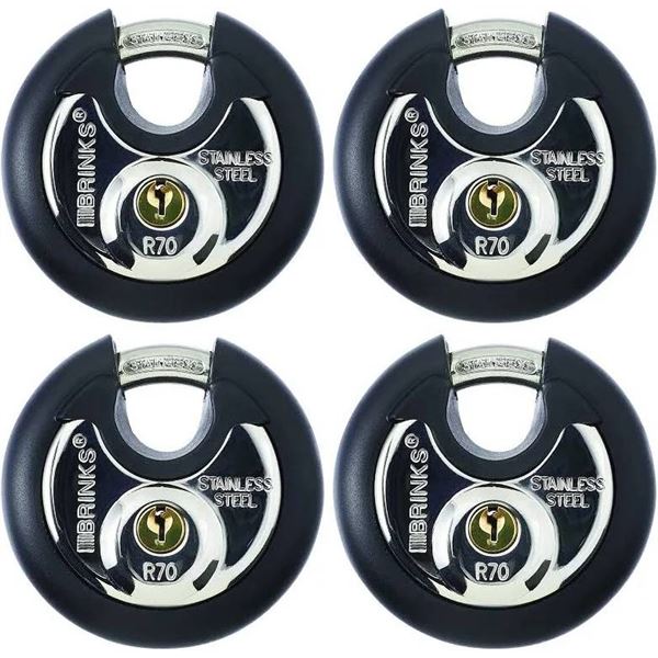 Brinks Commercial Disc Lock, 4-Pack, 673-70401, Cut Resistant