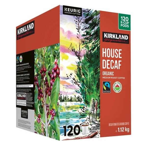 Kirkland Signature Organic House Decaf Medium Roast Coffee, 120 K-Cup Pods