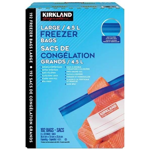 Kirkland Signature Large Freezer Bags, 4.5 L, 192 Bags