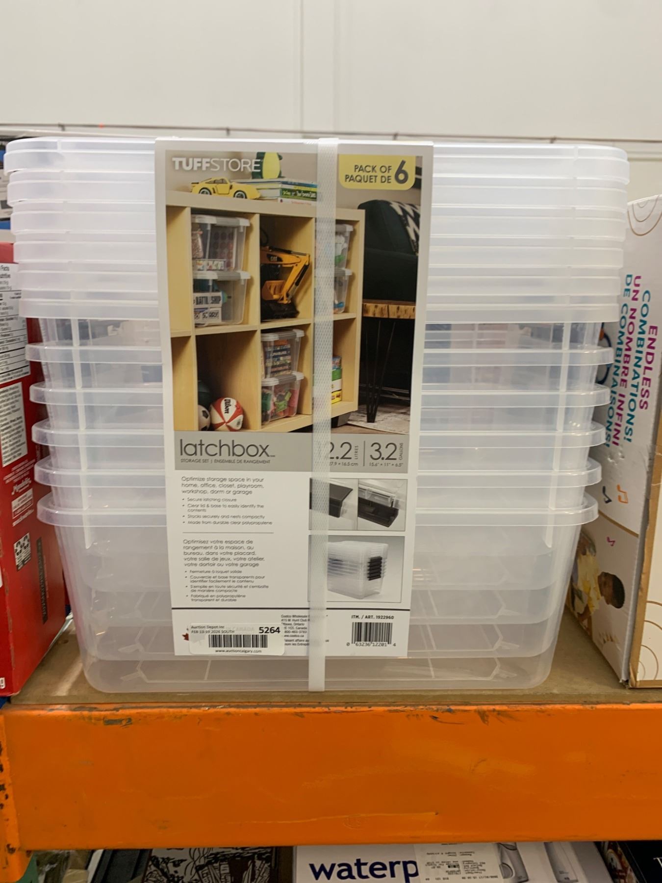 TuffStore 6-Pack 32 Quart Clear Plastic Latch Box Storage Containers