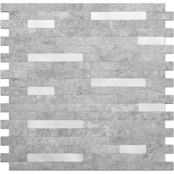 IcoFun Peel and Stick Tile Sheets, Light Grey, 10-Sheet Set