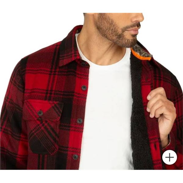 Realtree Red and Black Checkered Medium Jacket with Sherpa Lining