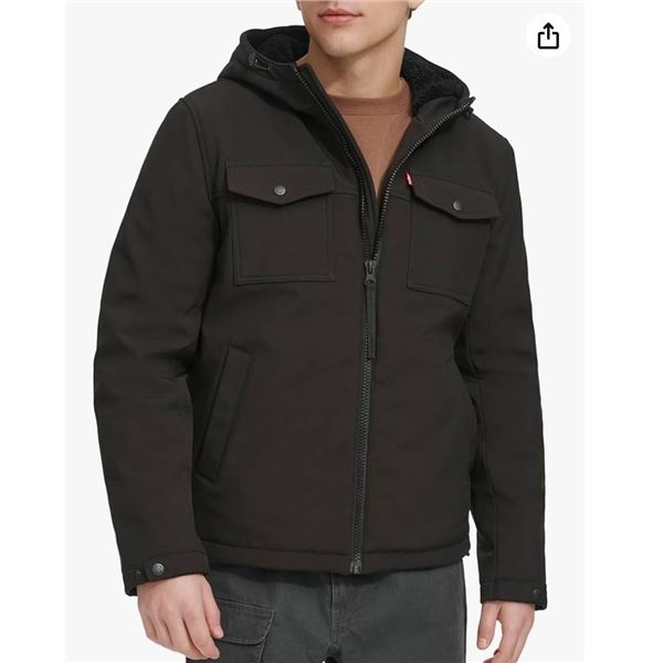 Levi’s Mens Soft Shell Two Pocket Sherpa Lined Hooded Trucker JacketInsulated Jacket Size X