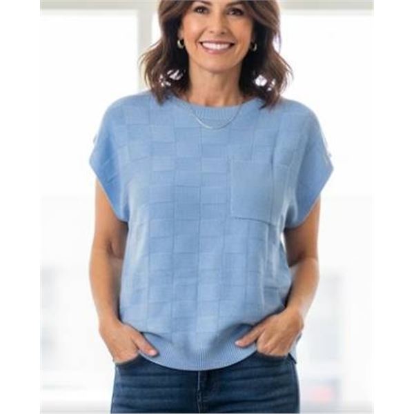 Blue Knit Sleeveless Sweater, Size L, 100 Percent Viscose