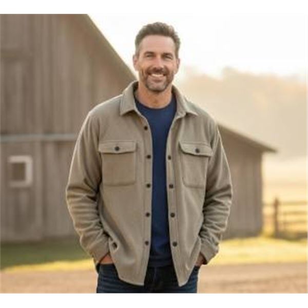 Kirkland Signature L/G Long-Sleeve Shirt in Beige with Buttoned Pockets