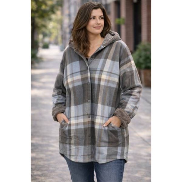 Boston Traders Hooded Shirt Jacket XXL, Multi-Color Plaid