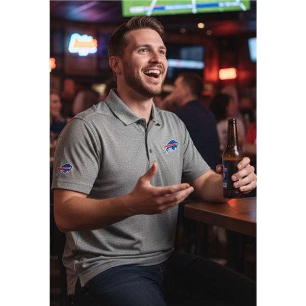 NFL Scouting Combine Polo Shirt, Buffalo Bills Logo, Gray, Size XXL