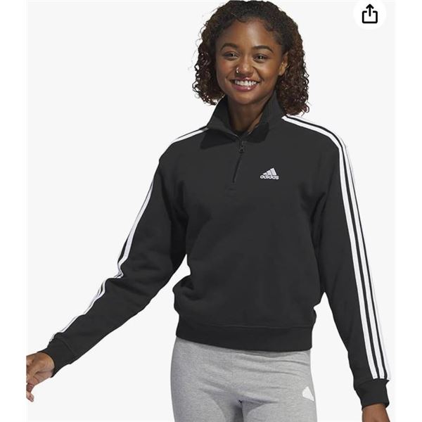Adidas Black Zip Pullover With Stripe Design XXLT