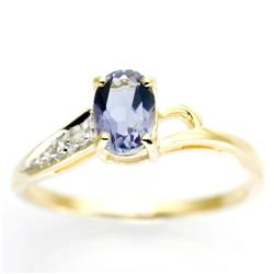 1.00Ct Natural Iolite & Diamond Solid 9K Gold Ring (JEW-9030X)