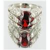 Image 1 : Classical Red Lab Ruby White Gold Vermeil Ring Sz:10  (JEW-1540)