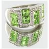 Image 2 : Classical Green Lab Emerald White Gold Vermeil Ring Sz:9.5  (JEW-1541)