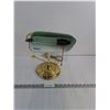 Image 1 : Vintage Banker's Lamp With Green Glass Shade And Polished Brass Base- Works - PICK UP