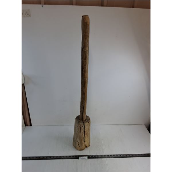 Antique Wooden Mallet - 40" Length - Cannot Ship