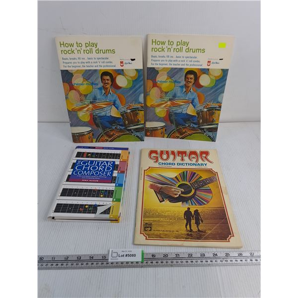 Music Books- How To Play Rock & Roll Drums, Guitar Cord  Composer, Guitar Chord Dictionary