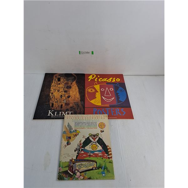 (3) Art Books- By Maria Costantino- Klimt & Picasso, Blues Harp & Rock Style