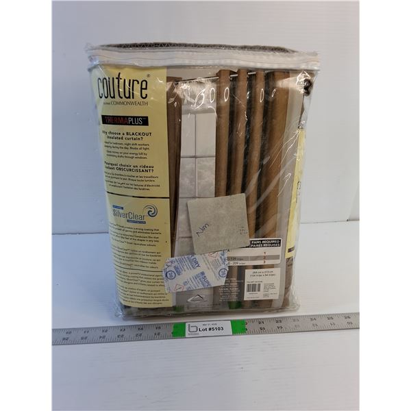 Curtains  - 100% Total Blackout - (2) Panels 84" x 104" (Appears New In Pkg)