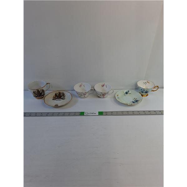 Vintage Tea Cup/Saucers (2) Cups (White Floral) Bassett Limoges  - Austria