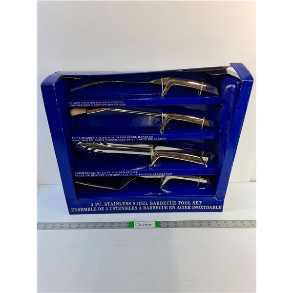 Crawford & Burke - 4-Piece Stainless Steel BBQ Tool Set  (New-In-Box)