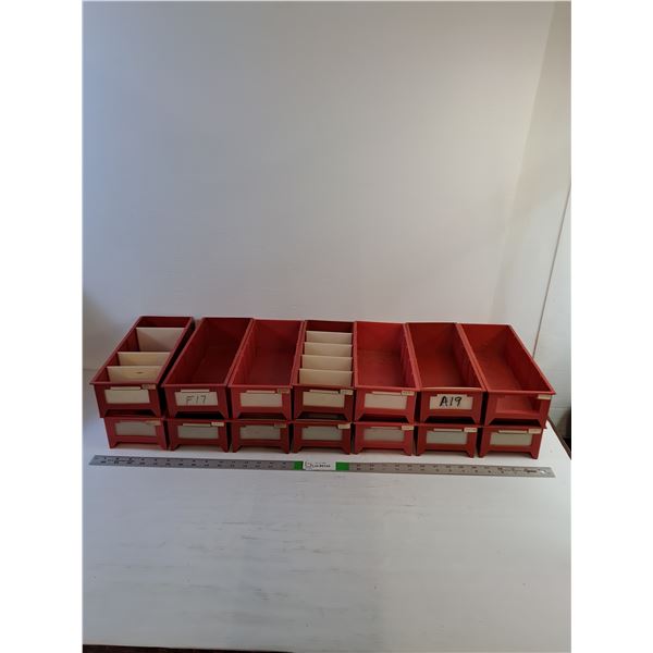 (14) Parts Storage Bins (5" x 12" x 3 1/4" Deep) - PICK UP