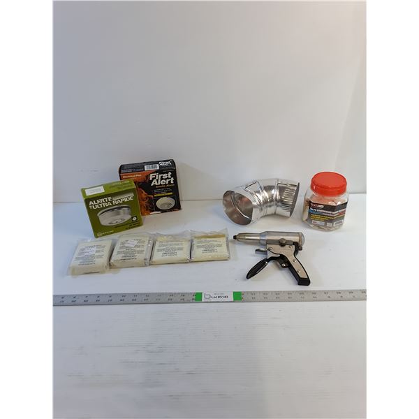 Assorted  - Emergency Blankets, Rivet Gun (3/16"), Wood Biscuit, Misc.