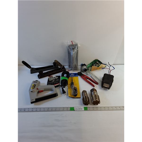 Assorted  - Taps (1 1/2" / 2- 11 1/2") Brake Controller,  Electric Staple Gun (Powers On - As Is)