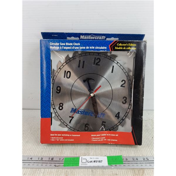 Mastercraft Collectors Edition Circular Saw Blade Clock - As Is, New