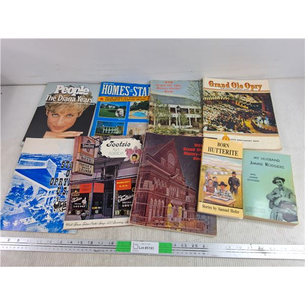 Assorted Books - Grand Ole Opry, Born Hutterite, Homes of the Star