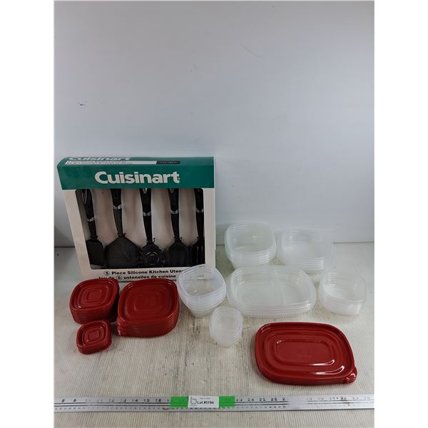 Cuisinart 5 Piece Silicone Kitchen Utensil Set, Rubbermaid TakeAlongs Containers w/Lids