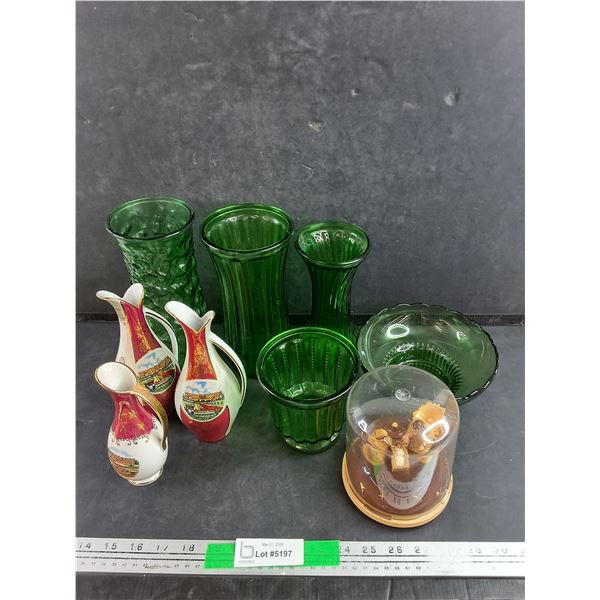 Hallerstein Porcelain Vases, Green Glass Vases, 7" Bowl, Nativity Scene - PICK UP