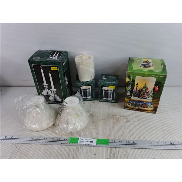 International Silver Company Silverplated Candle Holders, LED Pillar Candle, Sealed