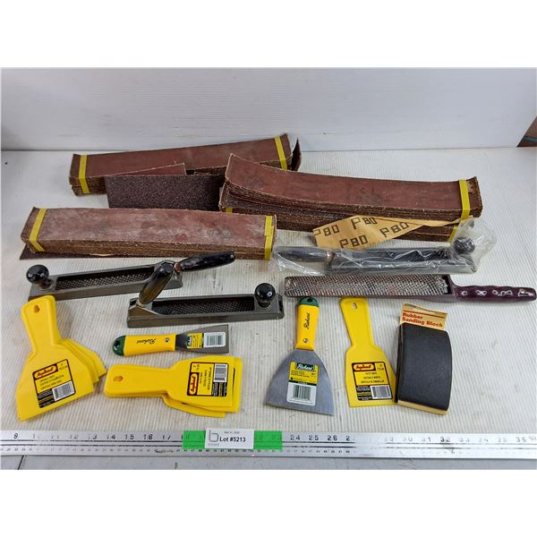 Sanding Belts, Metal Files, Putty Knives