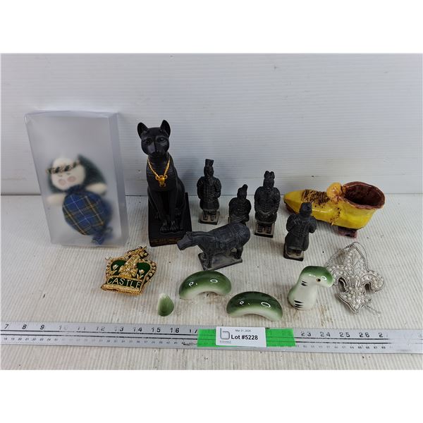Assorted Figures, Loch Ness Monster, Fleur De Lis Ornament, Misc