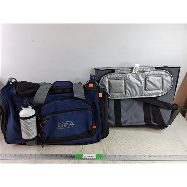UFA Gym Bag 22" x 10" x 14", Thermos Cooler Tote Bag 16" x 20" x 4"