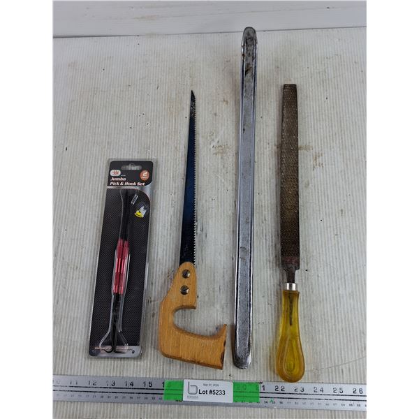 Jumbo Pick & Hook Set, Hole Saw, Tire Bar, Metal File