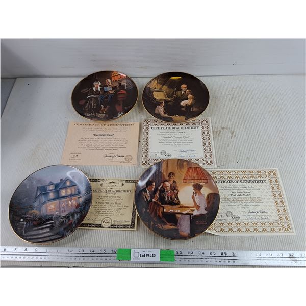 Norman Rockwell Painted Plates w/Certificates of Authenticity