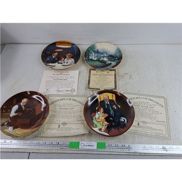 Norman Rockwell Painted Plates w/Certificates of Authenticity