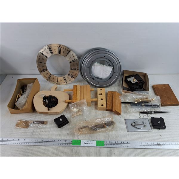 Assorted Quartz Clock Parts, Pens & Misc