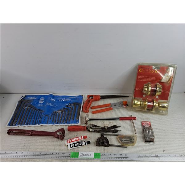 Snap Ring Pliers, Chain Breaker, JB Weld, Hex Key Set, Combo Lock Set, Hole Saw, Misc