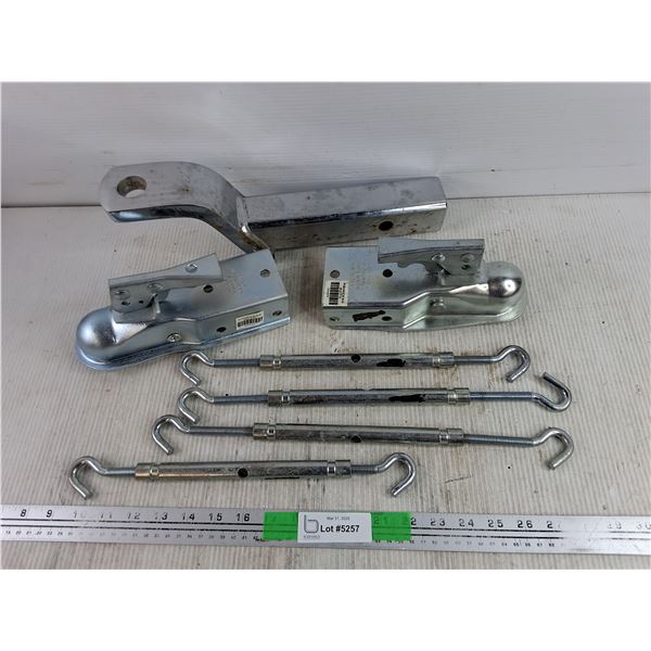 Turnbuckle with Hook Ends, Trailer Hitch, (2) Hitch Couplers