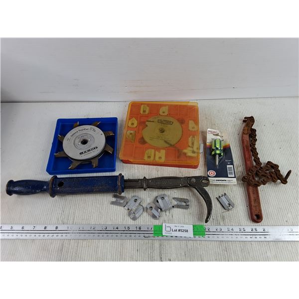 Nail Puller, Golden Grip Screwdriver, Chain Wrench, Samco Tru Cut Wheel, Misc