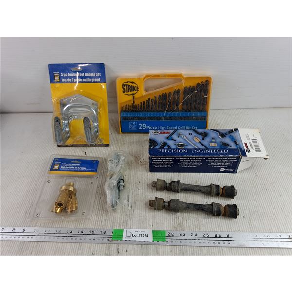 Power Fist Jumbo Tool Hanger Set, High Speed Drill Bit Set, 3 Way Air Manifold, Misc