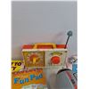 Image 9 : Coloring Books, Fisher Price Toy Musical Radio, Faux Leather Purse, Assorted Toys