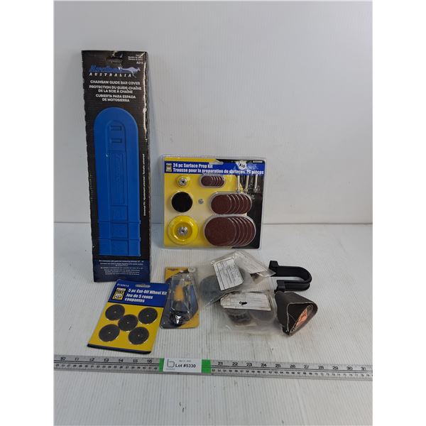 Chainsaw  Guide Bar Cover, 24pcs Durface Prep Kit, (3) Packs Of Surface Conditioning Discs, 5pcs Cut