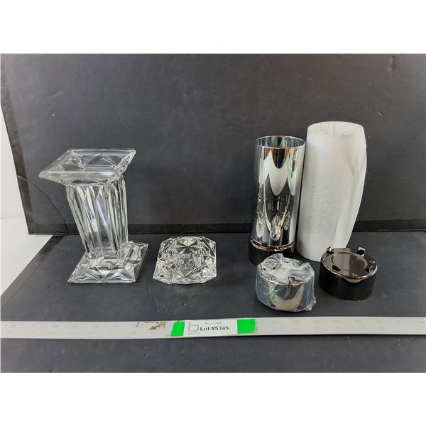 Crystal Vase & Candleholder, Tealight Cylinders