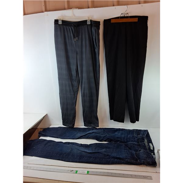 (3) Pairs of Men's Pants- Guess Jeans-36 (No Zipper Pull), Dress Pants- 31, And1 Sweats-XL